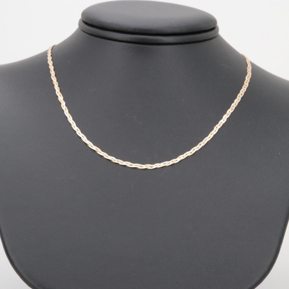 Last 14k Tricolor Gold Braided Necklace 